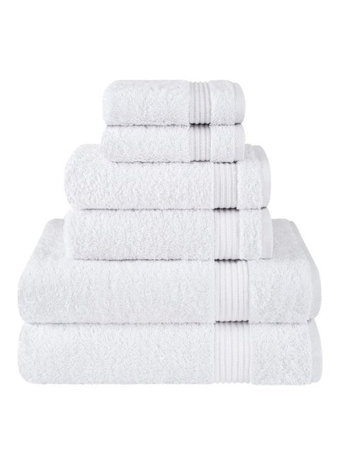 Towel Set Luxury Hotel Quality 500 GSM Genuine Combed Cotton, Super Soft & Absorbent Family Bath Towels 6 Piece Set -  2 Bath Towels, 2 Hand Towels, 2 Washcloths - Bright White